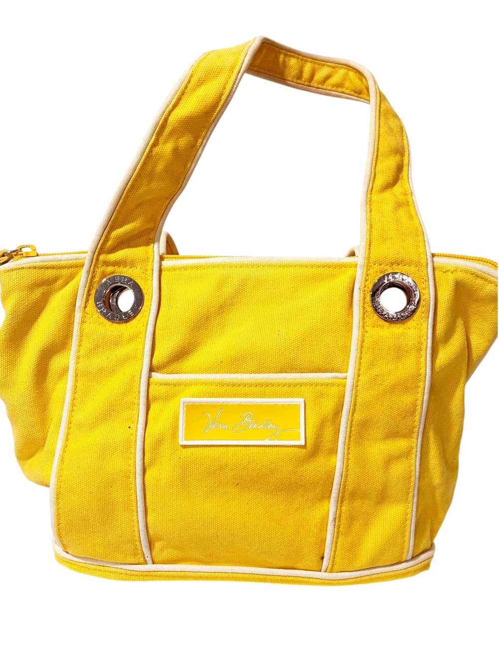 Vera Bradley Sunshine Yellow Small Tote Purse Canvas Floral Retired